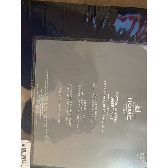 NEW JCPENNEY XLT Cotton Classic Sheet set Navy - Picture 2 of 3